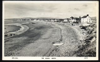 The Beach,  Borth,  Dyfed.  1940 Vintage Real Photo Postcard.  Uk Post
