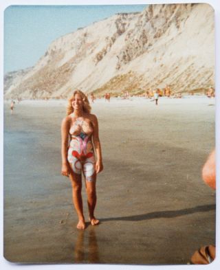 Vintage 1970s Pretty Amateur Painted Nude Beach Girl Snapshot Girlie Nude