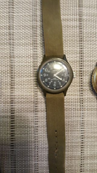 Three Vintage Watches,  Timex Quartz,  Timex Military look Wind Up and Waltham 17j 3