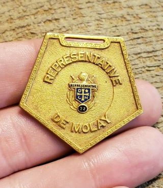 Rare Vintage Masonic Order Of Demolay Representative 32 Fraternal Medal Fob Look