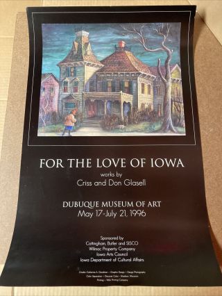 Vintage Poster " For The Love Of Iowa " Criss & Don Glasell Dubuque Museum Of Art