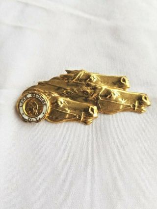 Vintage Mid Century Gold Tone Metal Souvenir Lake George States Horse Pin