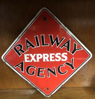 Vintage Railway Express Agency Porcelain Sign