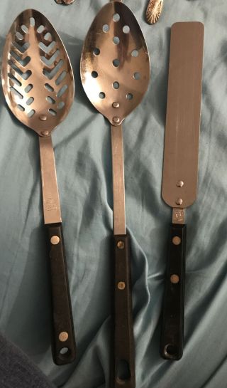Ekco 3 Pc.  Utensil Set.  Spoons And Spatula.  Stainless Steel.  Vintage