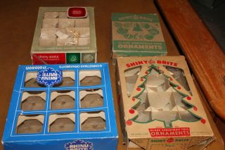 4 Vintage Shiny Brite Christmas Tree Glass Ornament Box Only