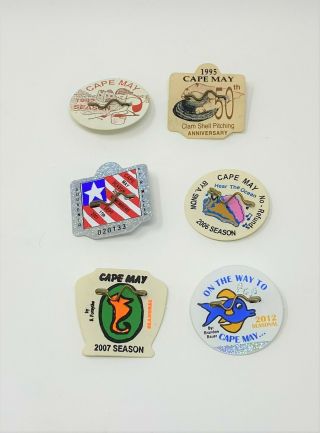 6 Cape May Beach Tags Jersey Beach Badges 1992 1995 2002 2006 2007 2012