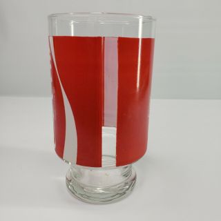 Vintage Enjoy Coke Coca Cola Red White Pedestal Drinking Glass Large Tall Footed 2