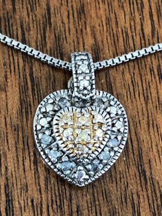 Vintage 925 Sterling Silver Heart Pendant Necklace
