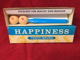 Vintage Happiness Gum Massager Boob Toothbrush Novelty Gag Gift Adult Gift Fun