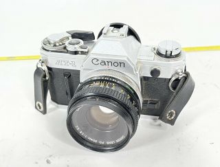 Canon At - 1 Vintage 35mm Slr Camera W/ Fd 50mm 1.  8 Lens