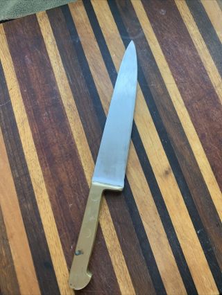 Vintage Hoffritz Chef Knife Stainless Steel With Brass Handle Italy 7568/8