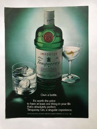 Tanqueray English Gin Vintage 1982 Print Ad
