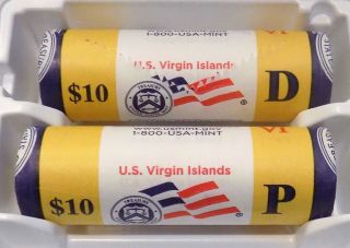 Set Of 2 Rolls 2009 U.  S.  Virgin Islands Quarters P & D - Uncirculated