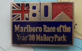 Vintage 1980 Marlboro Race Of The Year At Mallory Park Motorcycle Pin Badge