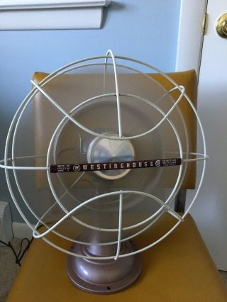 Vintage Westinghouse Misty Rose Oscillating 2 - Speed Fan Runs Art Deco 12la5a Usa