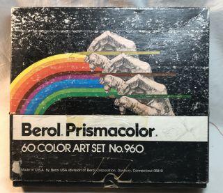 Vintage Berol Prismacolor Thick Lead Colored Art Pencil Set With Metal Tin 960