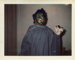 1970s Vintage Polaroid Photo Weird Halloween Photo Scary Mask Snapshot
