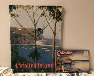 Vintage Santa Catalina Island California Travel Souvenir Booklet,  Postcard Fold