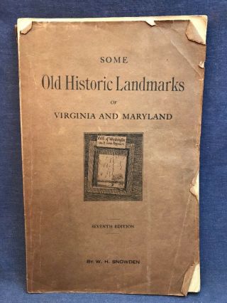 1904 Old Historic Landmarks Of Virginia & Maryland Washington Virginia Railway