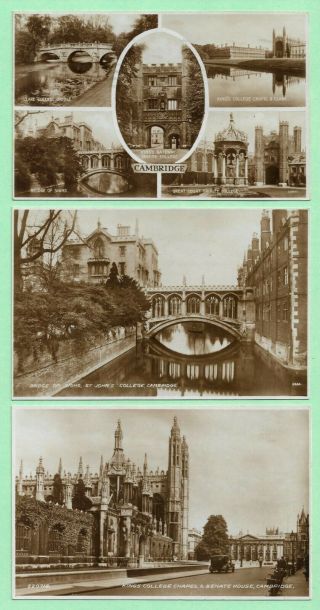 [18390] Cambridgeshire Six Vintage R/p Postcards Of Cambridge By Valentine 