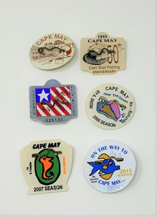 6 Cape May Nj Beach Tags Badges 1992 1995 2002 2006 2007 2012