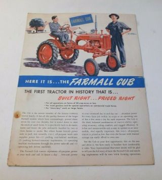 Vintage International Harvester Farmall Cub Tractor Advertising Brochure 2