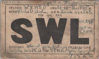 Vintage Qsl Ham Radio Cards Posted W8nbo Swl Detroit Michigan 1936
