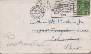 Vintage QSL HAM Radio Card W6QQF Posted 1938 San Francisco California 2