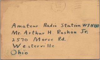Vintage QSL HAM Radio Card W3GNA Posted 1938 Abington PA. 2