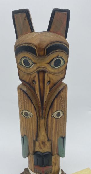 Alaska Black Diamond Carving Totem Pole Signed by Artist Tag Attached Raven 3