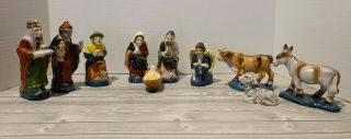 Vintage Porcelain Hand Painted Nativity Set From Japan