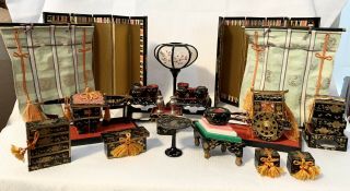 Vintage Japanese Doll Furniture Screens,  Dividers,  Lantern,  Tables,  Rick Shaw,