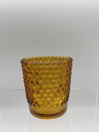 Vintage Amber Glass Hobnail Votive Candle Holder 2 3/8 " Tall 1939 Shiping