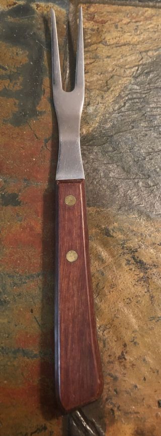 Vintage Stainless Meat Carving Fork - Wood Handle