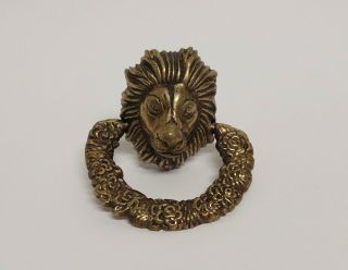 Vintage Brass Lion Head Ring Pull Drawer Cabinet Door Handle