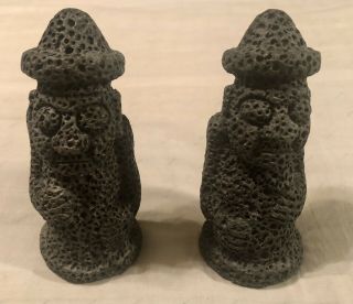 Jeju Island Volcanic Ash Mini Korean Dol Hareubang Figurine Statues Set Of 2