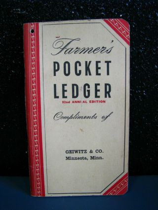 Vtg 1948 1949 John Deere Farmer Pocket Ledger Book Geiwitz Minneota Mn Minnesota