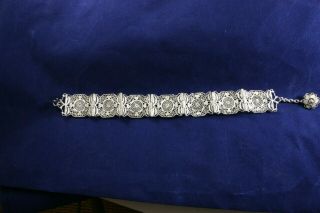 ONE VINTAGE SILVER WIRE FILIGREE BRACELET MARKED 925 ON CLASP W/EXTENSION 2