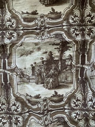 2 Curtain Panels - 65 " W X 55.  5 " H Vintage French Toile Serenade Brown,  White,  Green