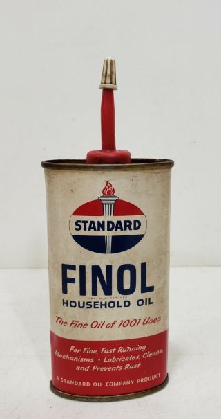 Vintage Standard Oil Finol Oiler Household Oil Tin Can