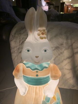 Vintage General Foam Plastics Blowmold Light Up Easter Bunny Holding Basket 25” 3