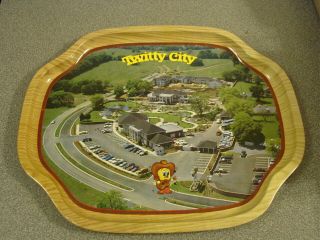 Vintage Metal Serving Tray Conway Twitty City Hendersonville Tennessee Tweety