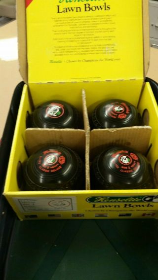 Vintage Henselite Lawn Bowls Set Of 4 Size 2 Heavyweight Classic Deluxe Alba