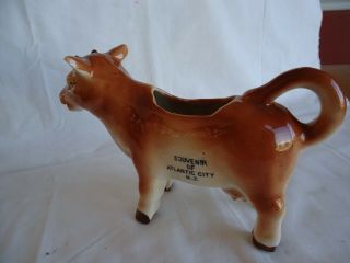 Large Vintage Ceramic Souvenir Cow Creamer Atlantic City Jersey C.  1950s