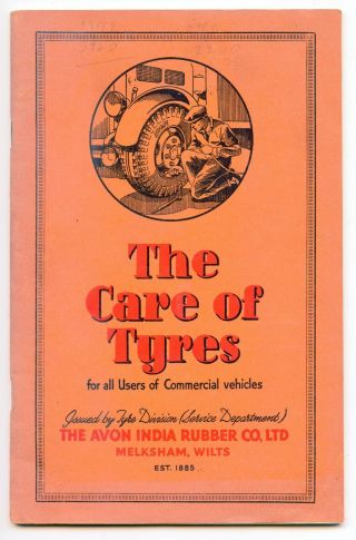Avon Vintage Commercial Vehicle The Care Of Tyres Book 1949 Uk