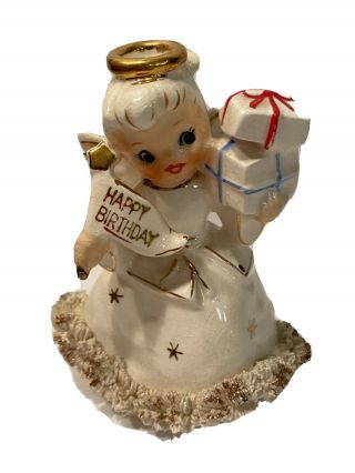 Vintage Hh Christmas Happy Birthday Candle Holder Angel Holt Howard