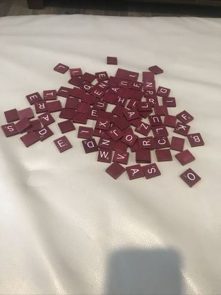 91 Scrabble Tiles Maroon Red Burgundy Vintage Letters Arts And Crafts