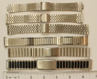 Vintage 18mm Watch Bracelets 6 Stainless Steel Watch Bands
