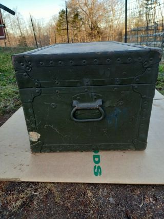 Vintage US Army Military Foot Locker Trunk Chest Box storage 2