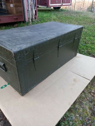 Vintage US Army Military Foot Locker Trunk Chest Box storage 3